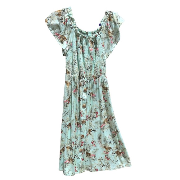 Robert Louis Dresses & Skirts - • Robert Louis Smocked Green Floral Peasant Dress, Med